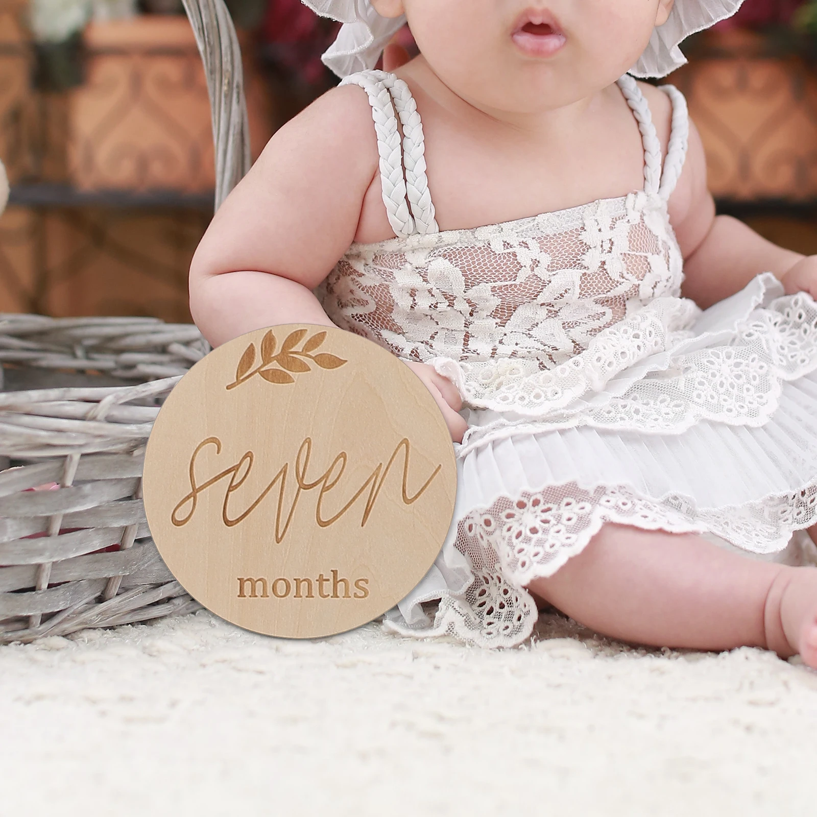 

14 Pcs Wooden Photo Cards Baby Monthly Milestone Natural Wood Birth Announcement Photography Props Safe Eco Friendly Newborn