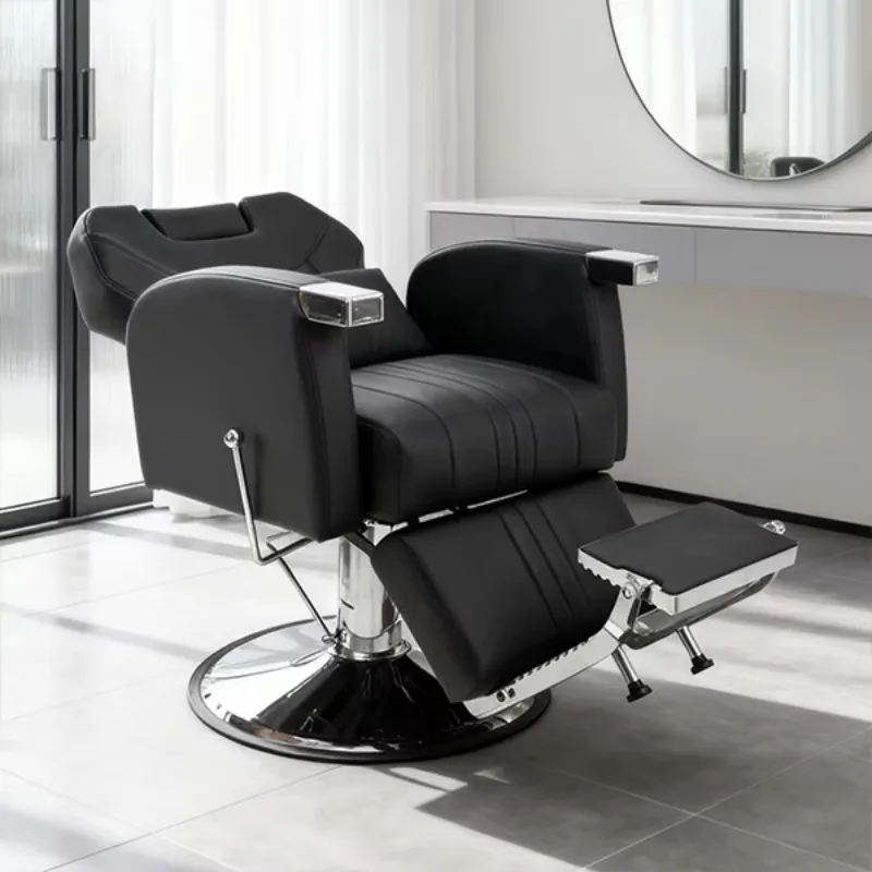 Hair-cutting Barber Chairs With Reclining Feature Synthetic Leather Ergonomic Design Height Adjustable Durable Construction