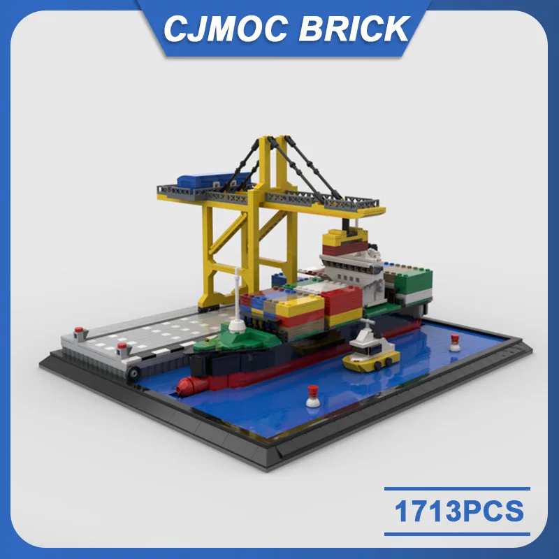 Microscale Cargo Port Mobile Crane Building Blocks Model DIY Bricks Technology Creative Assembly Toys Kids Collector Gifts