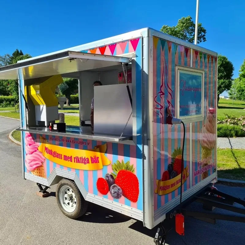

Heavy Duty Street Food Cart Truck Bespoke Vending Vehicle Mobile Cuisine Car Festival Service Trailer Package