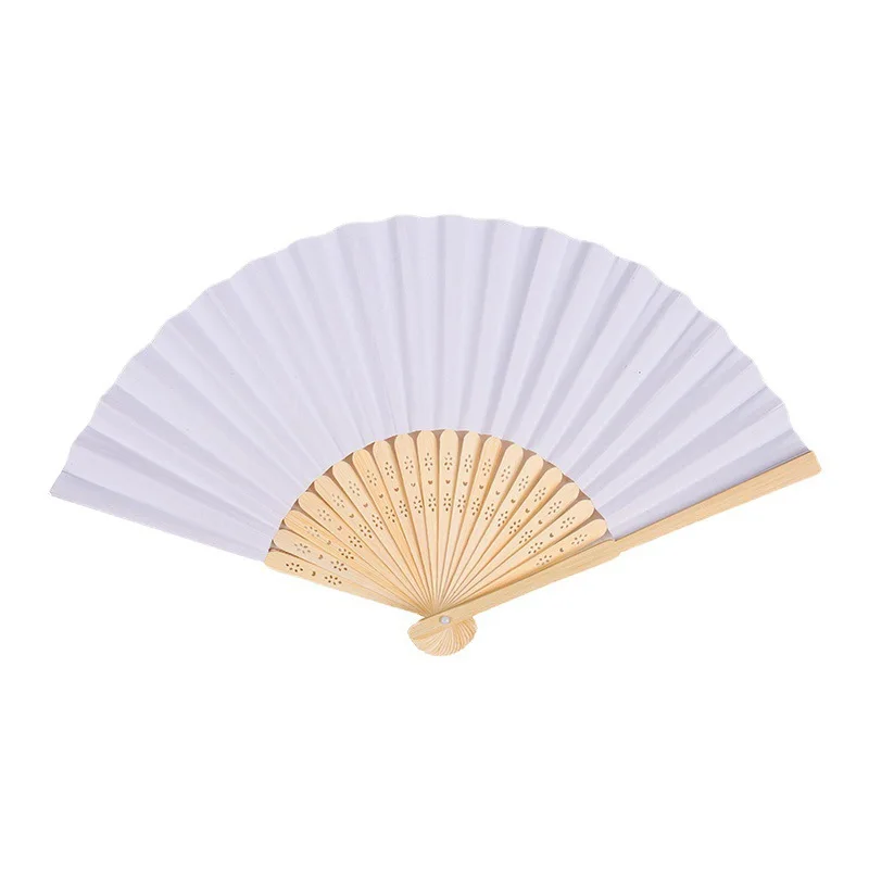 Éventail en papier blanc personnalisé et élégant pour cadeaux d'invités de mariage, éventails pliables en bambou