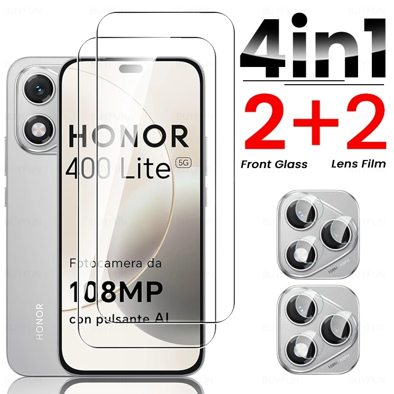 

For Honor 400 Lite 5G Glass 4 In 1 9H Screen Protector Honar Honer 400Lite Light Tempered Glass Honor400Lite 2025 Camera Glasses