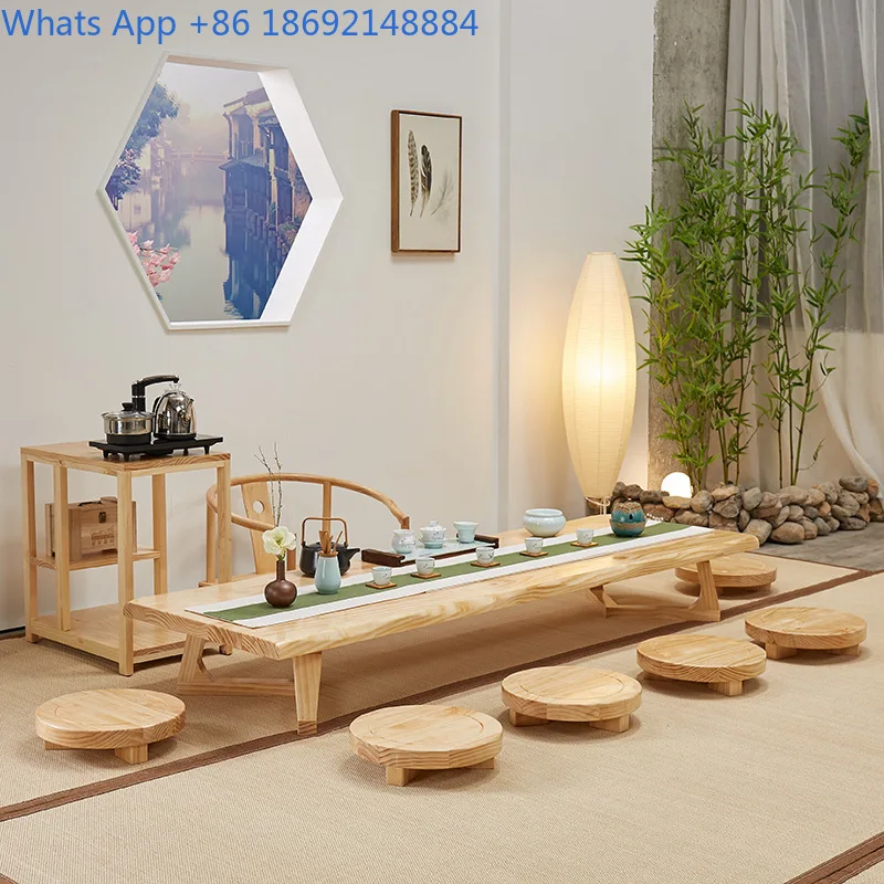 Solid Wood Tea Table Homestay Zen Style Low Table Japanese Tatami Tea Table and Chair