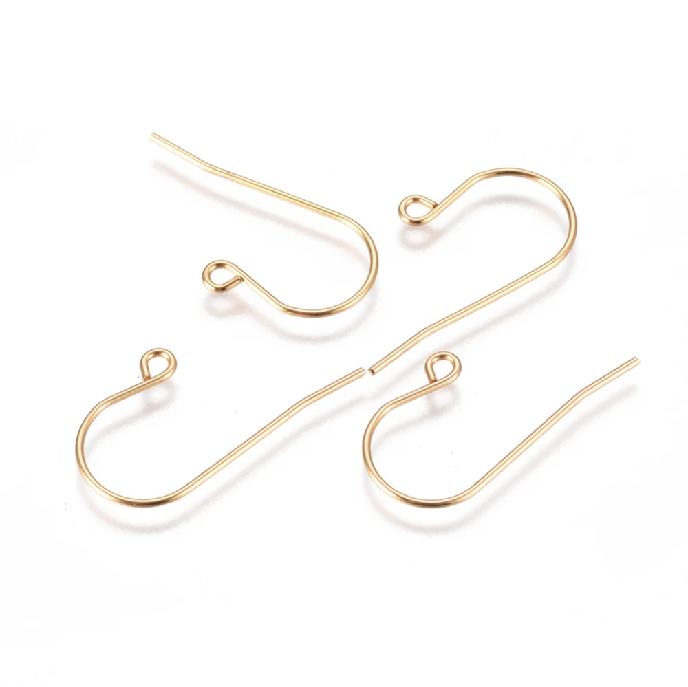 200pcs 304 Stainless Steel Earring Hooks Earwire with Loop for DIY Jewelry Earring Making Accessories Findings 27.5x16.5x0.8mm