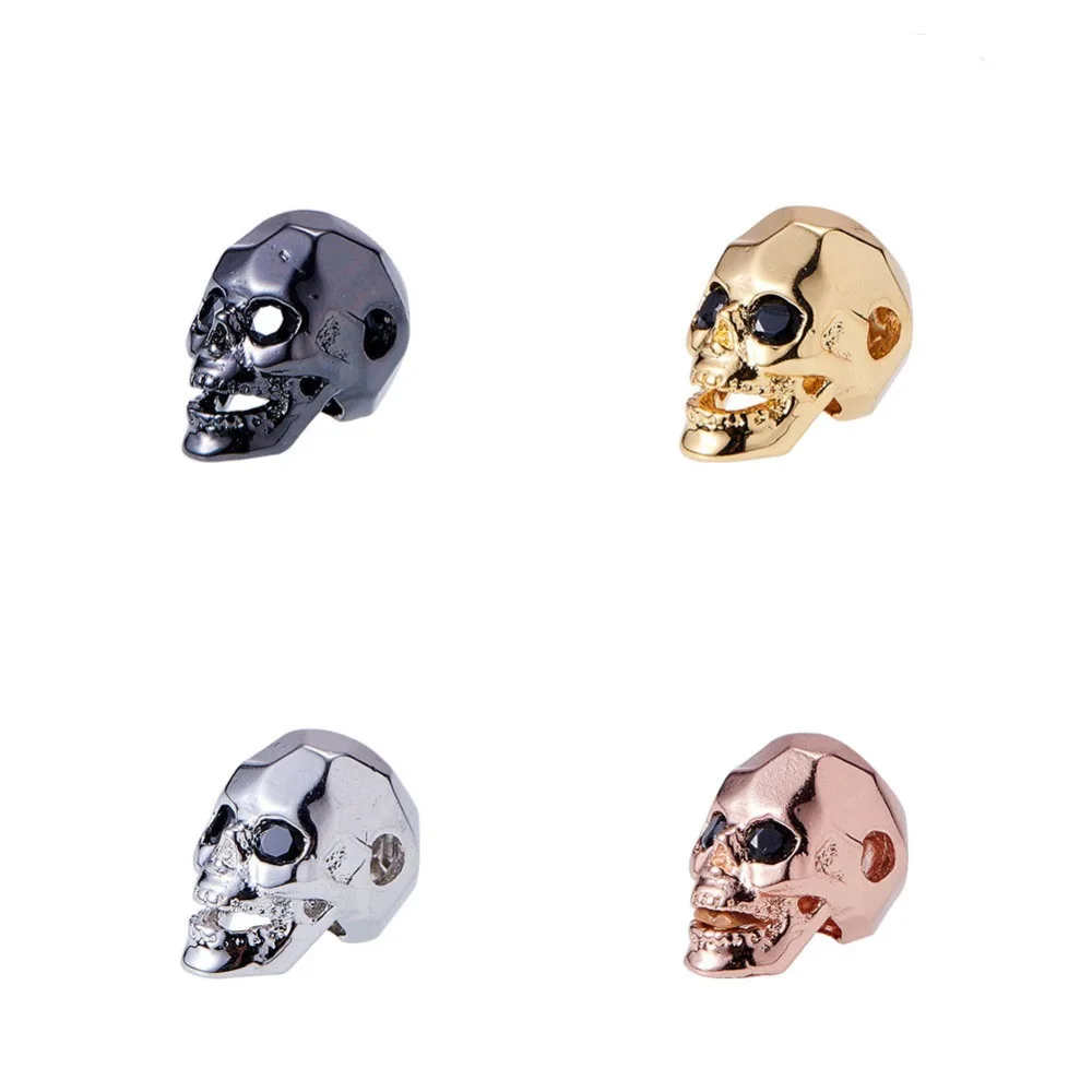 Noter 4pcs/pack Gothic Skull Heads Beads Copper Jewelry Acce