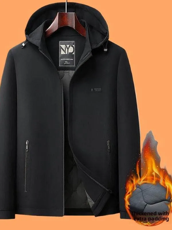 

Casual Short Hooded Men's Jacket Luxury Spring Autumn New Style Dad Coat Fashionable All-Match Lightweight Polyester Blend