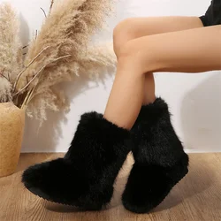 New Fashion Fox Fur Woman Snow Boots Rainbow Multicolor Lady Winter Boots Warm Boots Women Boots Shoes Bottes De Neige Femmes