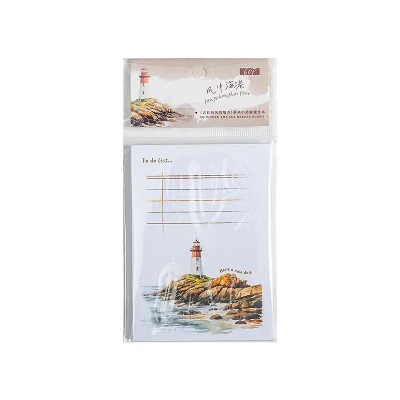 60Pieces Memo Pad Fresh place with Sea breeze Writing Handbook Material Decoration collage Notebook Scrapbook 165*95MM