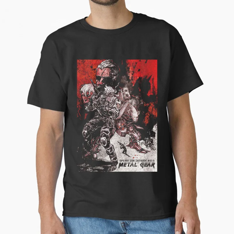 

80s Vintage video game Metal Gear Solid big boss snake cyborg ninja MGS Kojima gift T shirt for men Large size Tops S-6XL