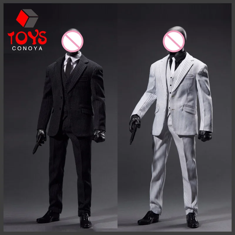 VORTOYS V1025 1/6 Male Striped Man Suit Set Business Clothes Gentleman Clothing Model Fit 12'' Soldier Action Figure Body Toys