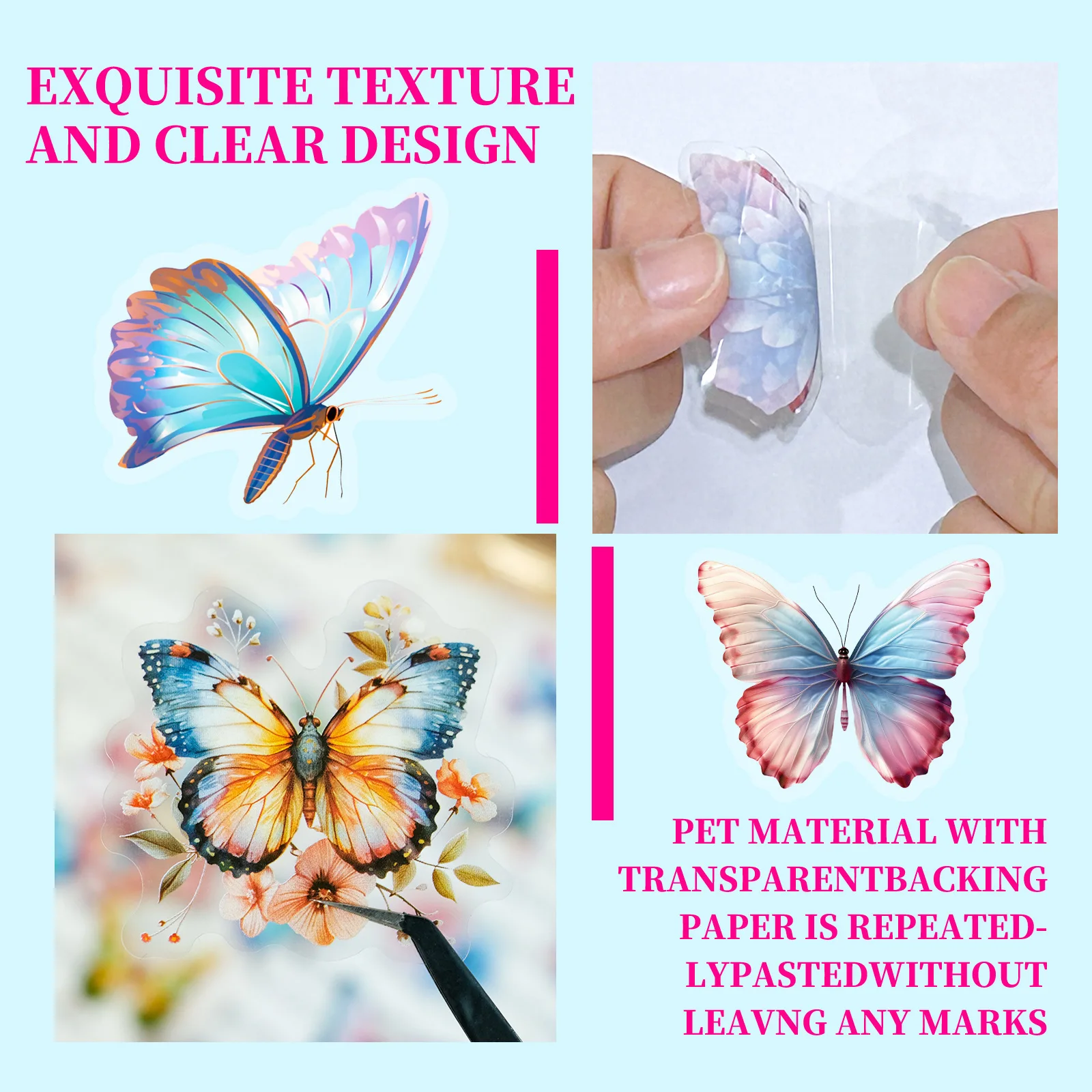 500 قطعة ملصقات فراشة الحيوانات الأليفة سكرابوكينغ مجلة المواد الملحقات المدرسية الاشياء للفتيات مكتب ديكور لتقوم بها بنفسك صندوق ملصق الهاتف