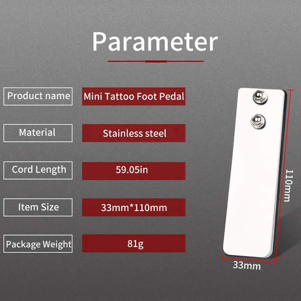 Tattoo Foot Pedal Switch Tattoo Power Supply Control Stainless Steel Tattoo Foot Switch With Power Cord Clip for Tattoo Machine
