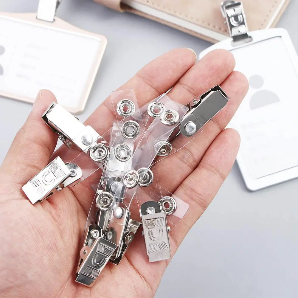 Metal Key Card Holder Stainless steel Lanyard Clips Badge Holder Clip ID Card Clips Card Clip Holders Badge Reel Clips