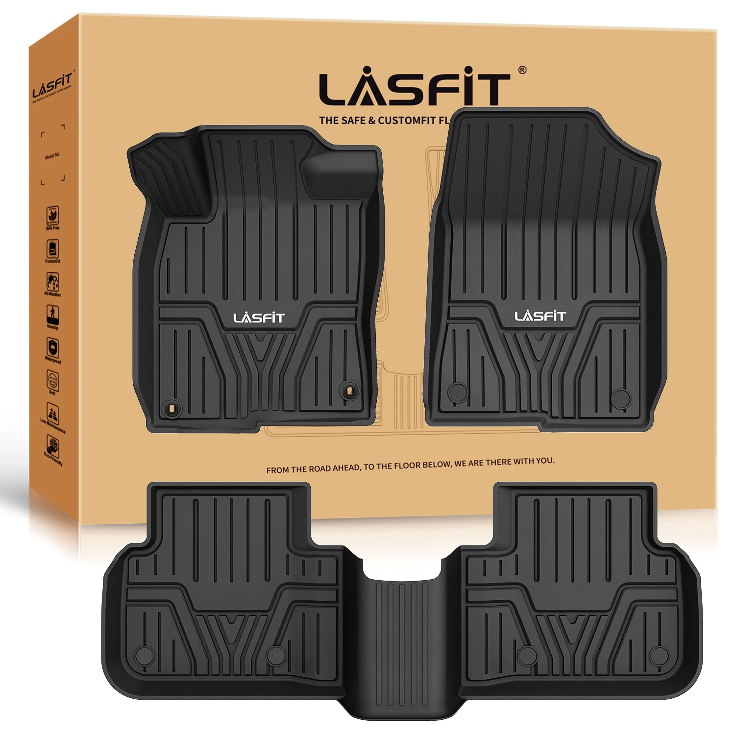 

LASFIT Floor Mats for 2022-2025 Honda Civic Sedan/Hatchback Automatic(NOT fit Hybrid), Only Fit Civic Rear Seat Without USB Port