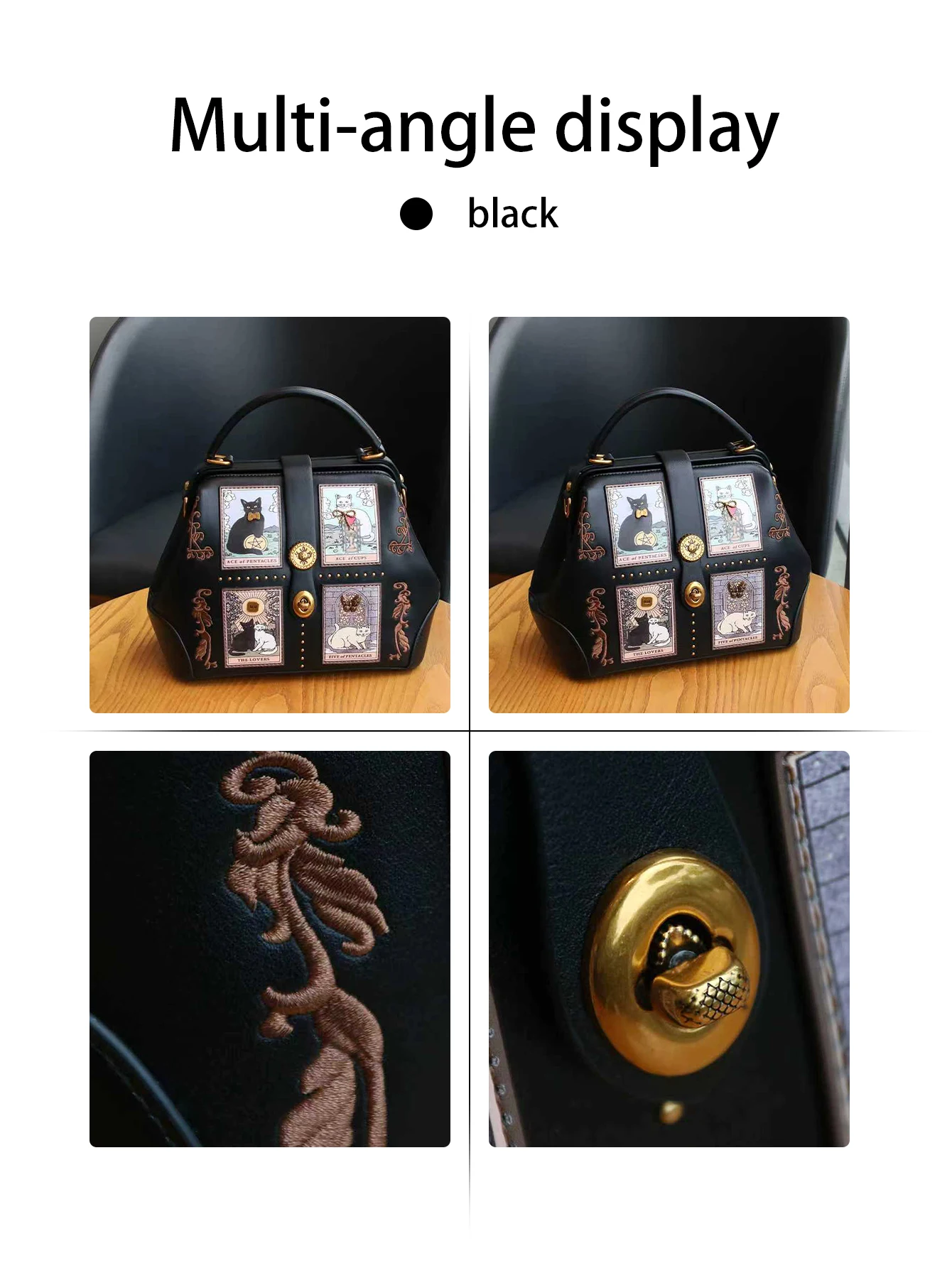 2026 Neues Nischendesign, Große Kapazität, Luxuriöse und Niedliche Katzen-Clip-Tasche, Hochwertige Verarbeitung, Exquisite Stickerei, Damenhandtasche – Detail 8