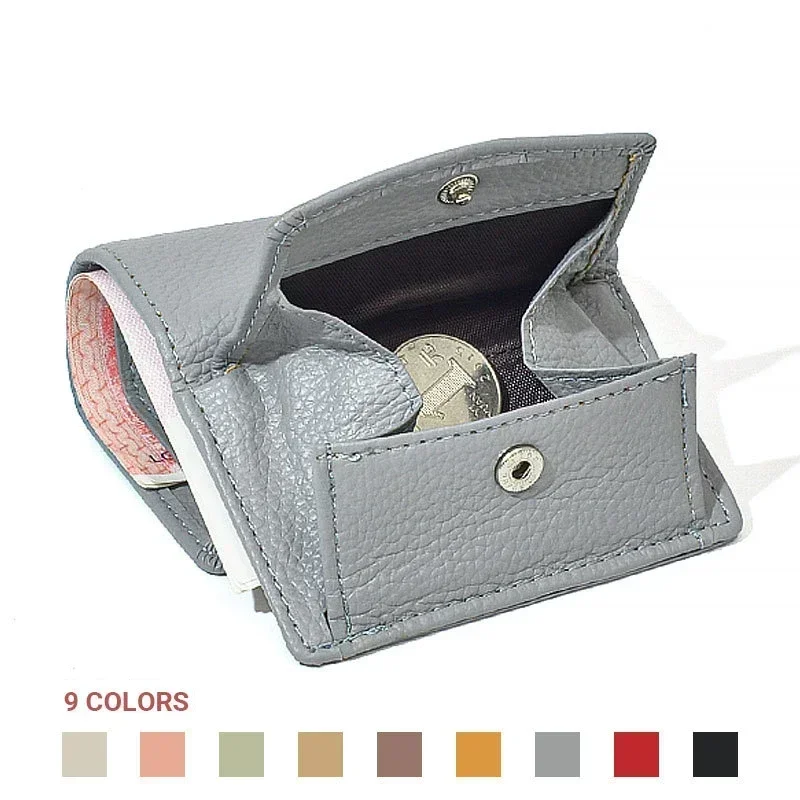 New Women PU Leather Purses Female Cowhide Wallets Lady Small Coin Pocket Rfid Card Holder Mini Money Bag Portable Clutch Purse