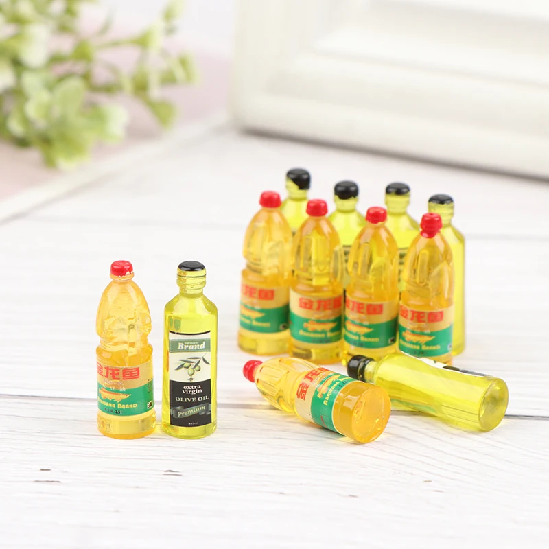 6Pcs/set of Doll House Miniature Kitchen Olive Oil Model Set Kitchen Accessories For Dollhouse Decor Kids Pretend Play toys