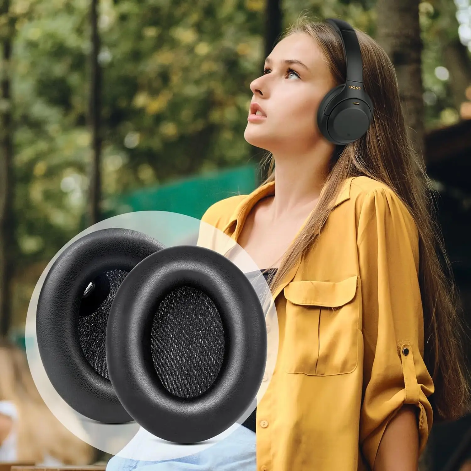 Almohadillas Extra gruesas para auriculares Sony WH1000XM4, almohadillas para los oídos sony 1000xm4, cojines suaves de cuero PU, almohadilla de espuma viscoelástica con aislamiento de ruido