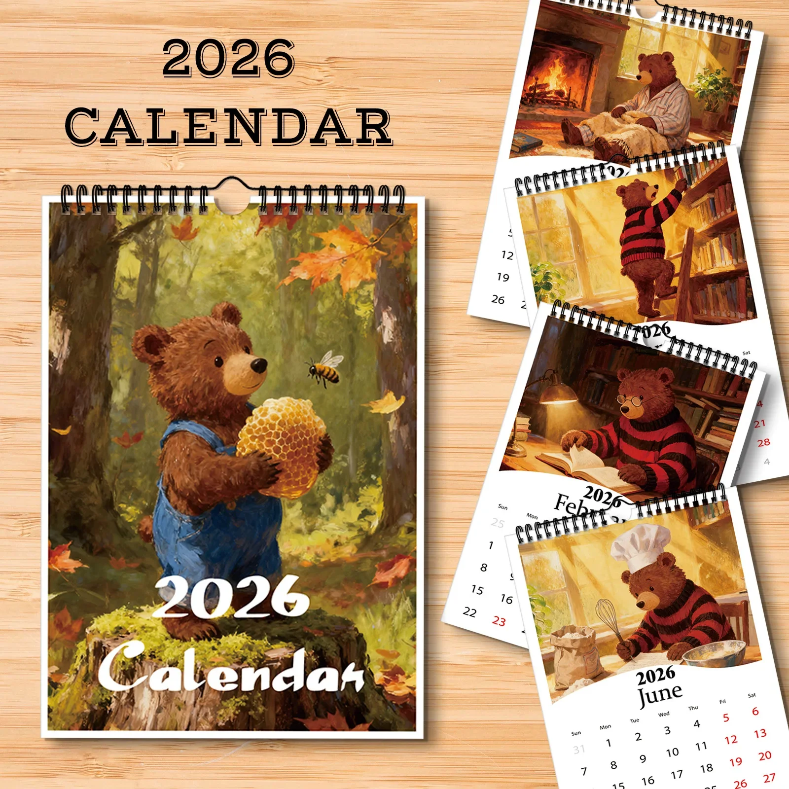 

1PC 2026 Bear-themed Calendar, Suitable for Checking Dates, Decorating, and Making A Cute Lifestyle Gift for Office