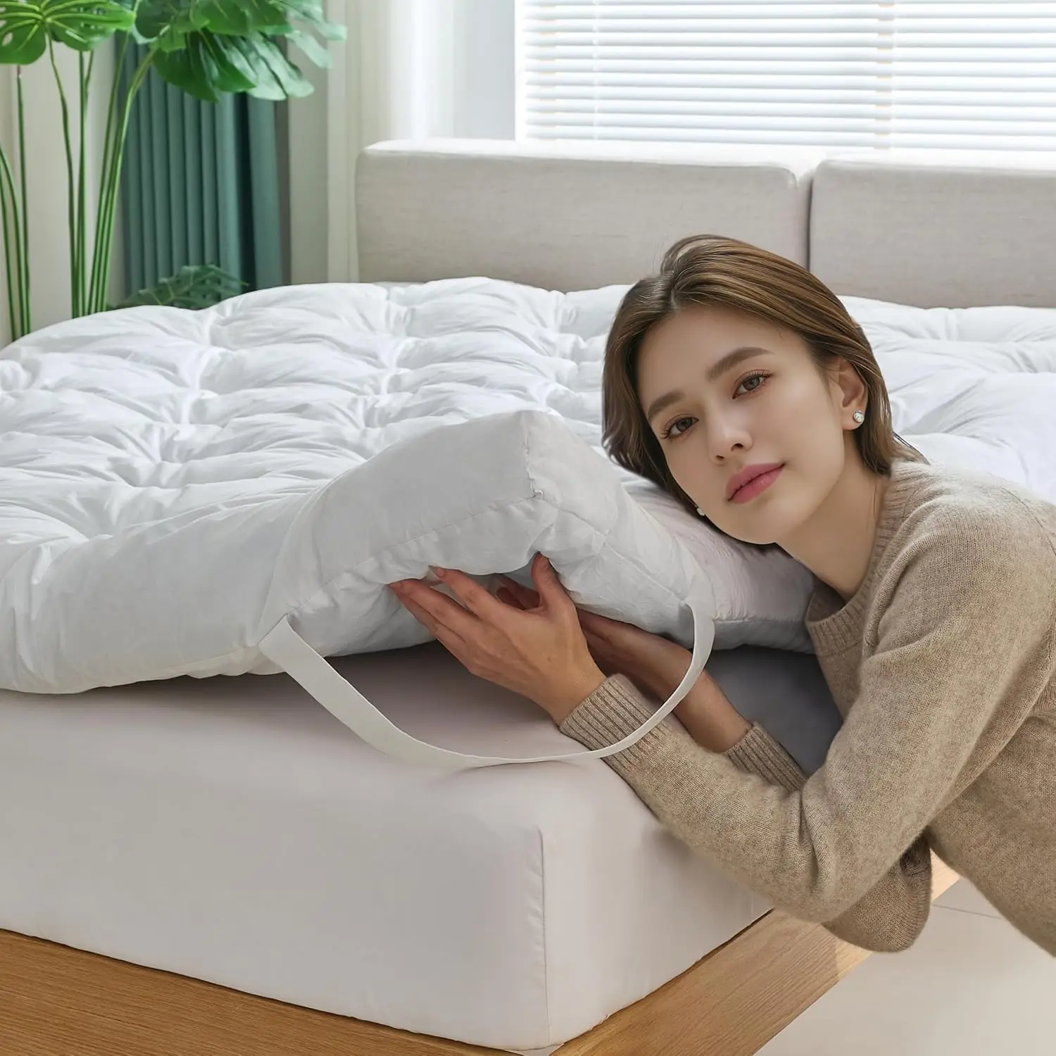 

Топпер для матраса из пены с эффектом памяти и утиным пухом, 3 дюйма, мягкий, пышный, поддерживающий, с функцией снятия давления, для кровати размера Queen