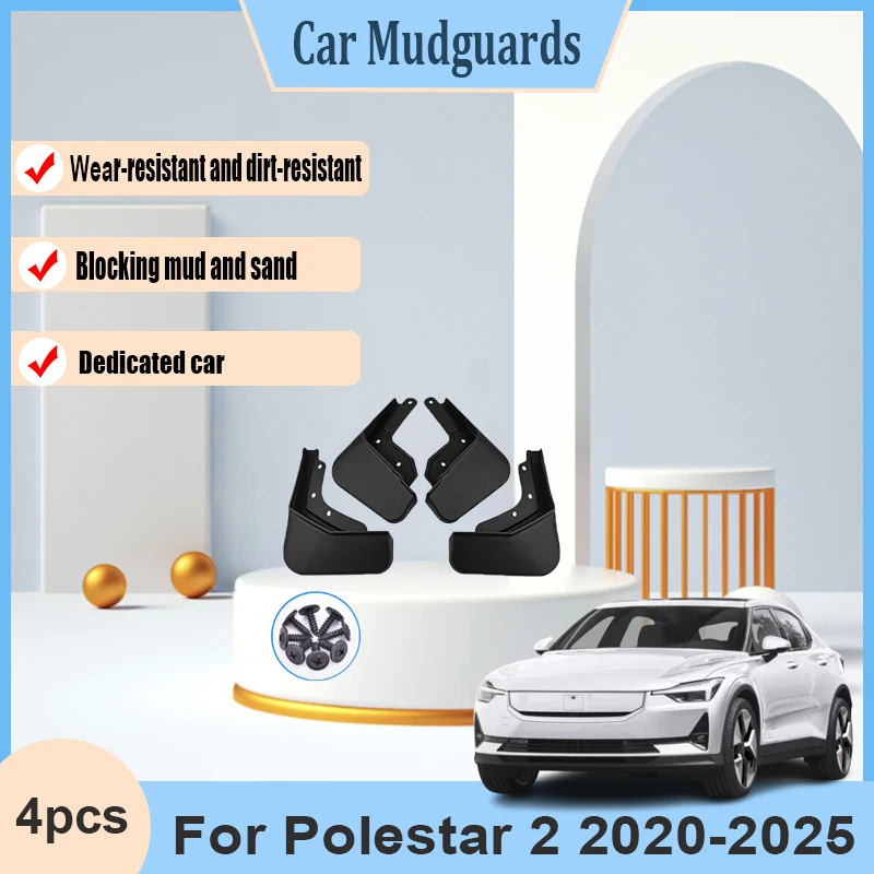 

Muds Flap For Polestar 2 Accessories 2020-2025 4 PCS Splash-proof Guards Flap Mudguards Fender Anti-mud Part Wheel Fender Part