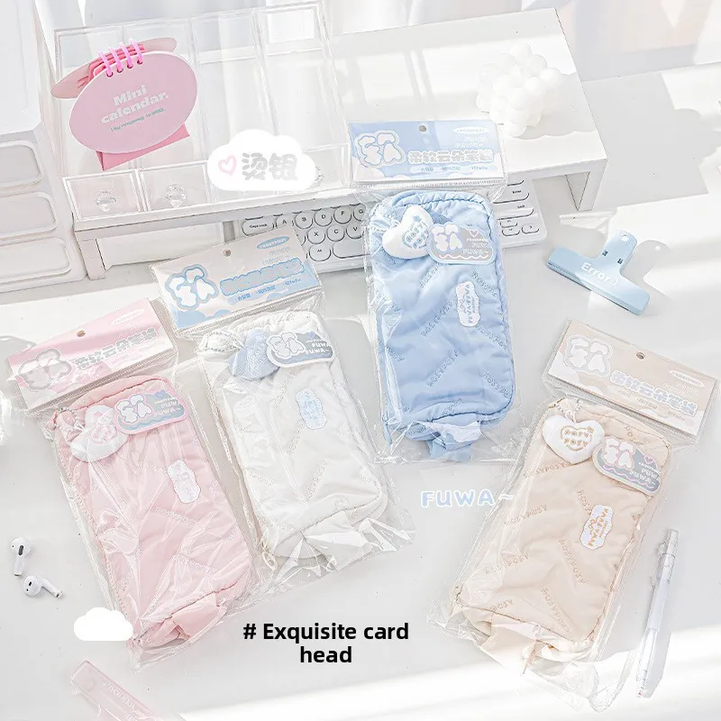 حافظة أقلام سحابة من سلسلة المنتجات الجديدة ذات سعة كبيرة وخفيفة الوزن مملوءة بالقطن حقيبة أدوات مكتبية مقلمة للفتيات