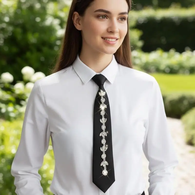 ربطة عنق أنيقة من اللؤلؤ المقلد خفيفة الوزن ومقاومة للتجاعيد ومناسبة لاجتماعات المكتب والمناسبات الكاجوال Y08E