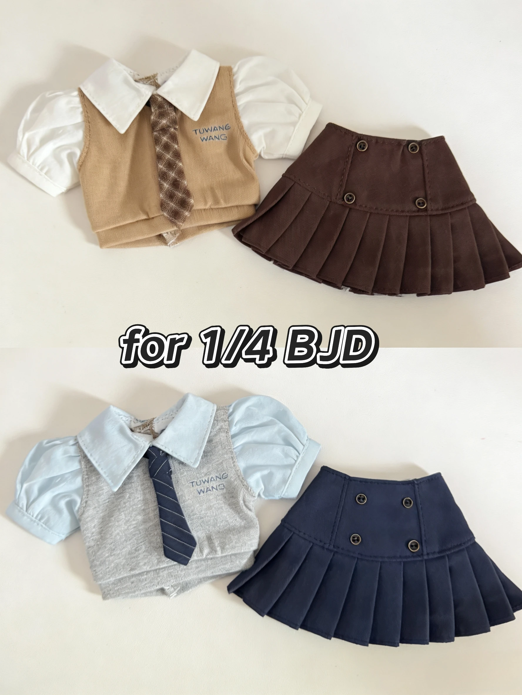 

Одежда для кукол BJD (1/4 BJD) Детская одежда Униформа школьной формы Костюм Рубашка с галстуком Плиссированная юбка