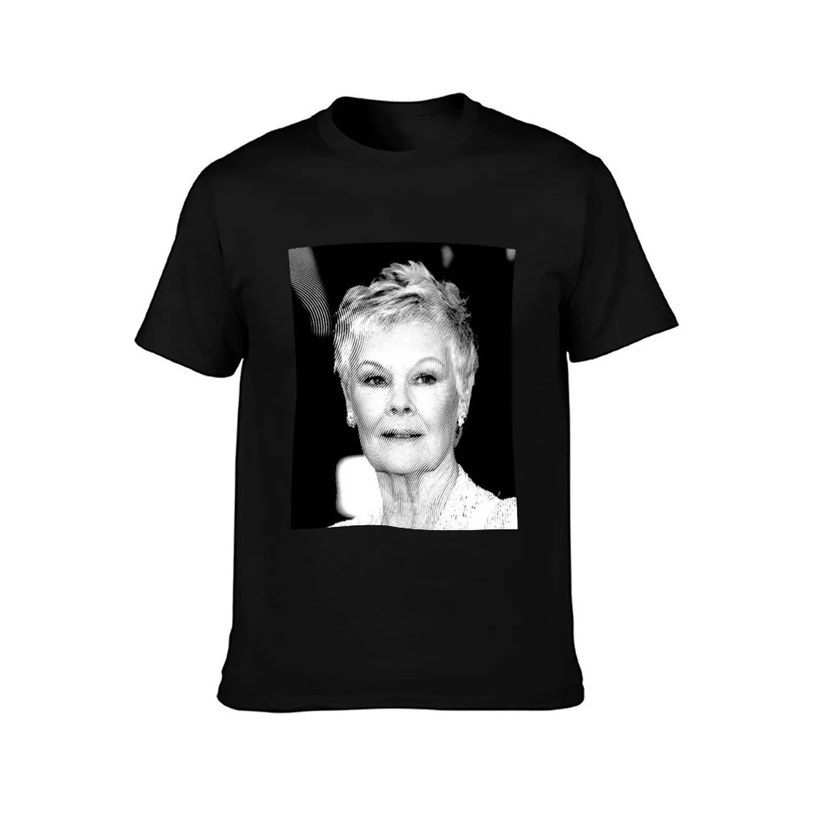 Judi Dench Linocut In Black & White T-Shirt Casual Daily Graphic Tee T-Shirt