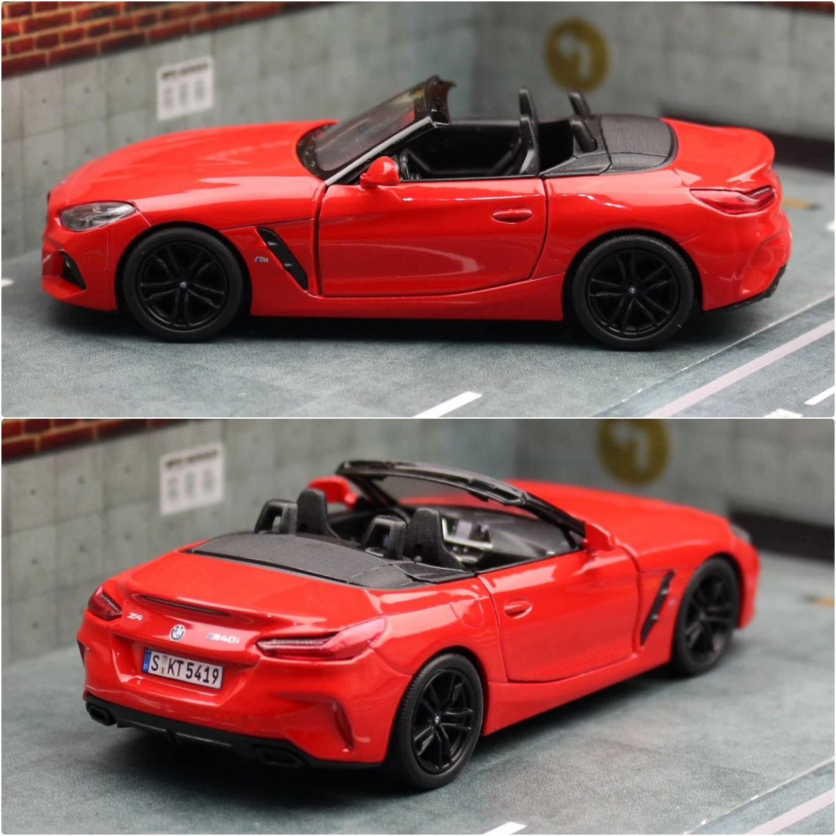 KinNSMART 장난감 자동차 모델 1/34 BMW Z4 M40i 로드스터 컨버터블 합금 다이캐스트 미니어처 차량 컬렉션, 어린이 남아용 선물