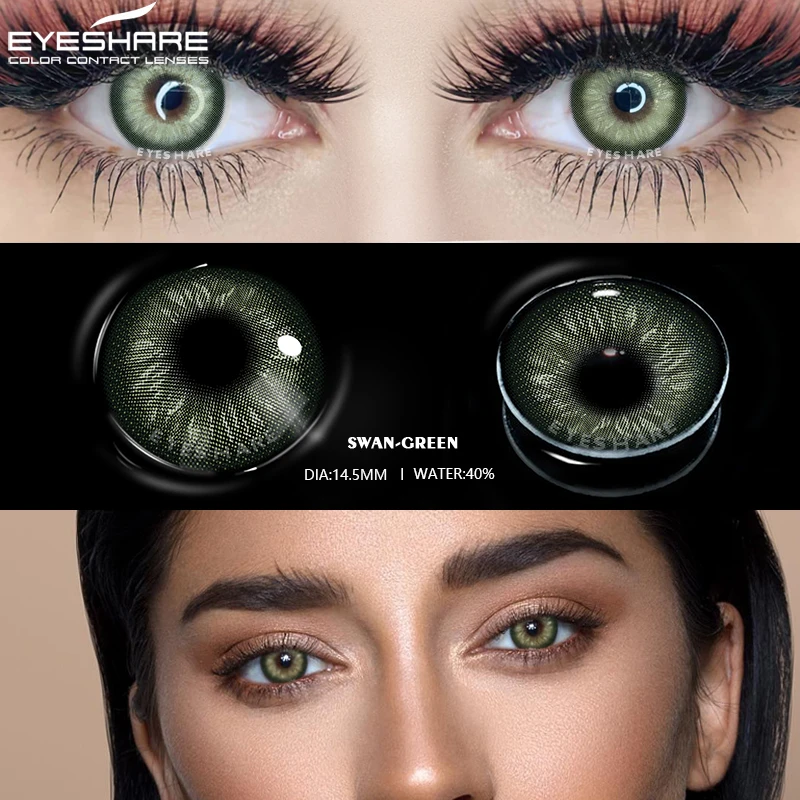 EYESHARE 2pcs Natural Colored Contact Lens for Eyes Gray Colored Lens Eyes Beautiful Pupil Yearly Makeup Green Eye Contacts Lens