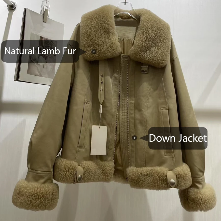 Manteau à manchette en vraie fourrure d'agneau pour femme, doudoune courte avec garniture en fourrure naturelle, bouffante, meilleure vente, vêtements d'extérieur en fourrure véritable