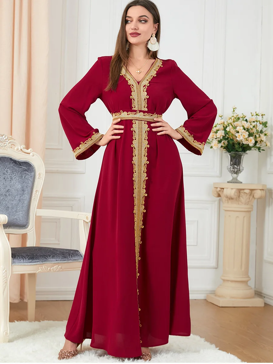 Arab Morocco Muslim Dress Abaya Women Embroidery Maxi Abayas Dubai Turkey Islam Kaftan Longue Musulmane Vestidos Largos 2022