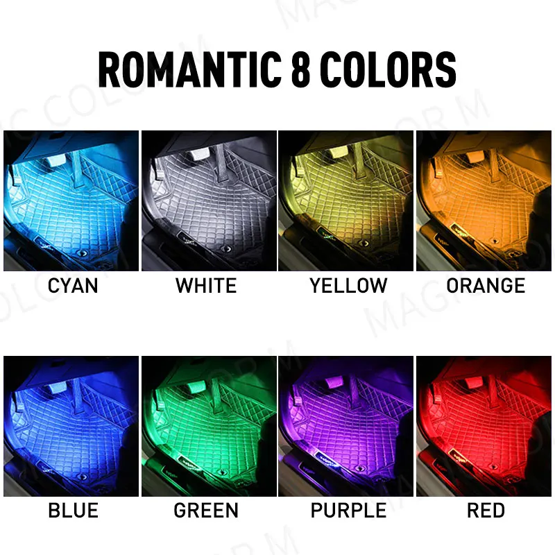 48/72 Led Car Foot Ambient Light RGB Automotive Interior Decorative Atmosphere Lamp Backlight Strip USB Wireless Remote Control - view 4