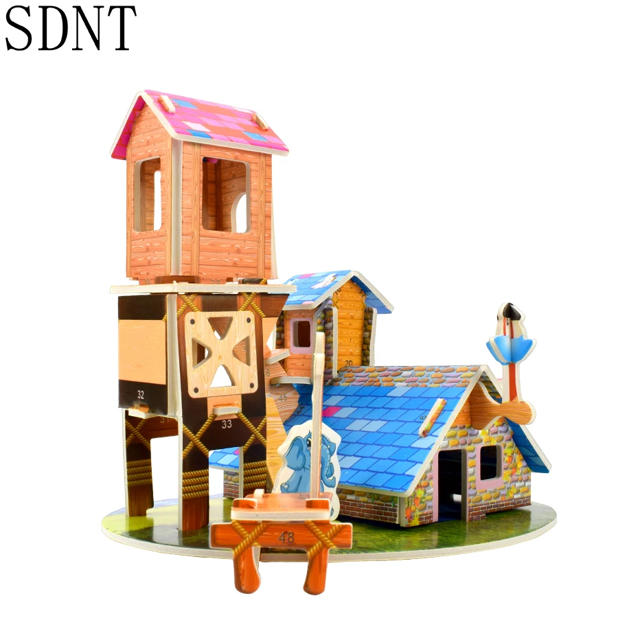 Farm House 3D Puzzle Toys Cardboard Building DIY Assembly  Paper Model Kits Educational Toy for Children Gift Home Decoration