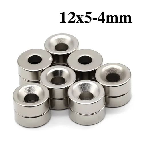 Imán de Neodimio Superpotente de 12x5-4mm, Redondo con Orificios, NdFeB N35, Imán Permanente Fuerte para Refrigerador
