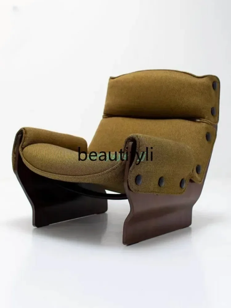 

yj5 Solid wood button sofa chair living room balcony fabric single chair solid wood backrest leisure chair
