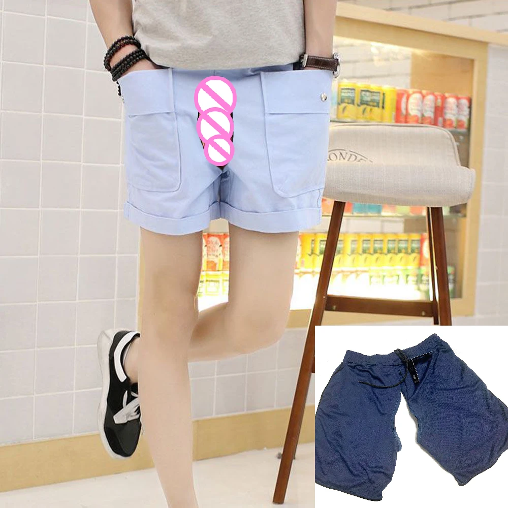 Invisible Open Crotch Outdoor Sex Summer Men's Cargo Pants Cotton Trend Big Pocket Men's Shorts Fashion Casual 3 Points Trousers