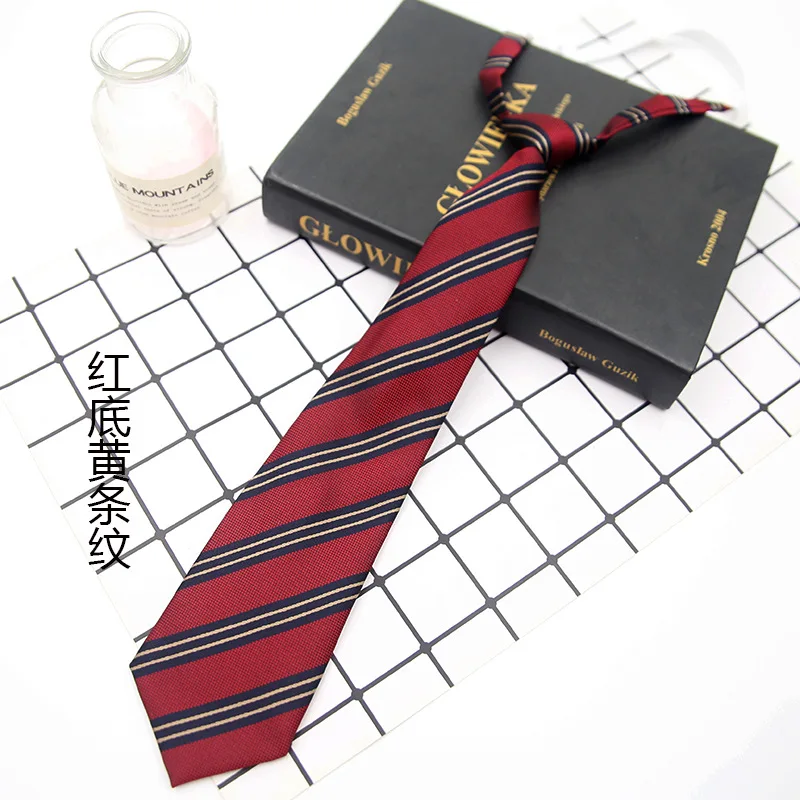 

College style men's and women's school uniform shirt accessories DK crown stripes without wearing JK rubber band buckle tie