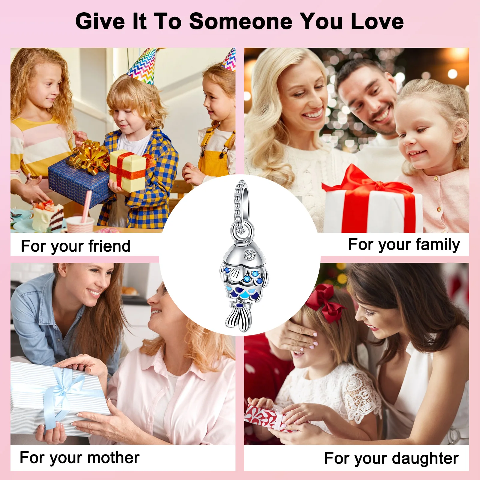 925 فضة الأسماك الماس قلادة للنساء ، الأزرق الحيوان سلسلة ، يناسب الأصلي باندورا أساور ، DIY بها بنفسك مجوهرات هدية