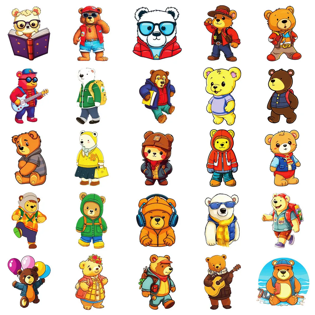 50 قطعة الكرتون لطيف مرسومة باليد الوقواق الدببة الكتابة على الجدران ملصقات للدراجات مقلمة الشارات BulingBuling ملصقات مخزن