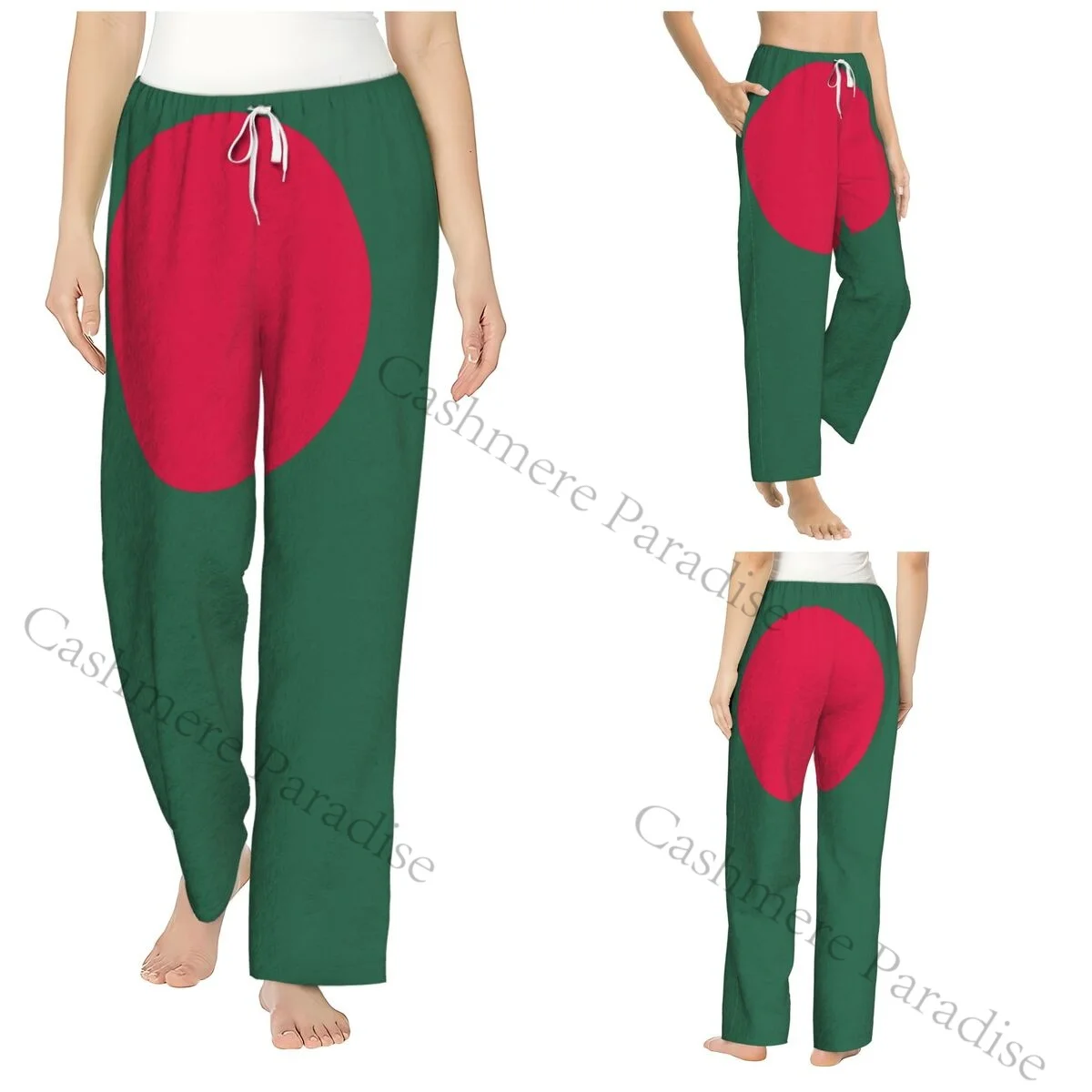 

Bangladesh Flag Flannel Pajama Pants for Women Soft Warm Sleep Pants with Elastic Waistband