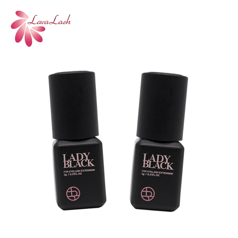 Korea 5ml Lady Black Glue Fast Drying Strong Eyelash Extension Glue Retention 4-5 Weeks Lash Adhesive Low Irritation cola