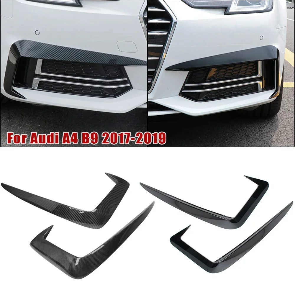 For Audi A4 B9 2017-2019 Car Front Fog Lamp Eyebrow Wind Car Front Bumper Wind Knife Grille Trim Cover Fog Lamp Strip Stickers