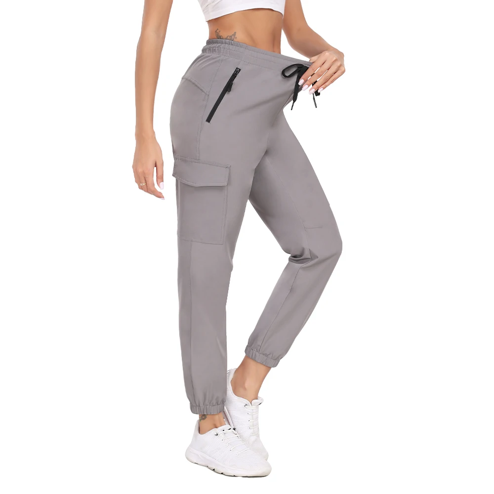 Hiking Pants for Women UPF 50+ Cargo Quick Dry Water Resistant Elastic Waist Zip Pockets, Travel Work Lightweight Running