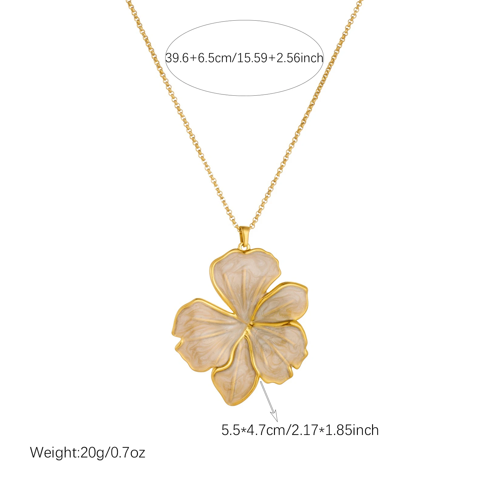 DIEYURO 316L Stainless Steel Light Luxury Golden White Enamel Flower Pendant Necklace For Women Classic Non-fading Neck Chain