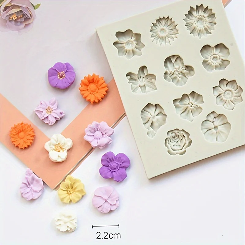 Sunflower rose flowers shape silicone mold cake DIY decoration chocolate 3D mould tools