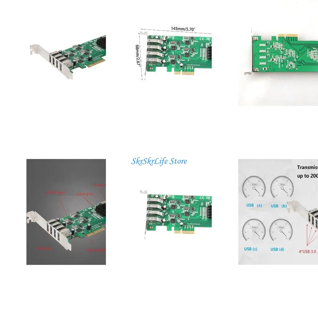 

E65E USB до PCI-E Advansion Adapter Advers 4 Ports PCI-EXPRESS USB