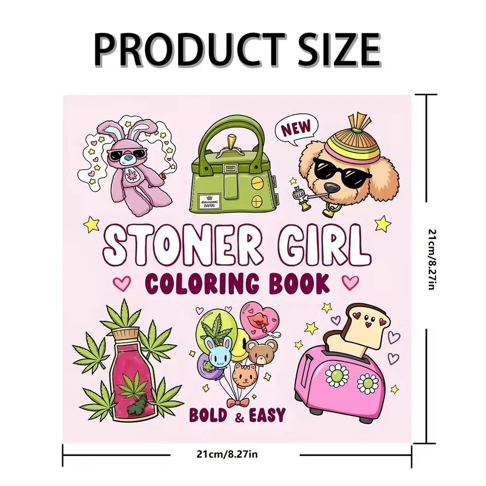 STONER GIRL Bold-easy Patterns Coloring Book for Adults Cute Drawing Book Perfect Gift for Party and Birthday