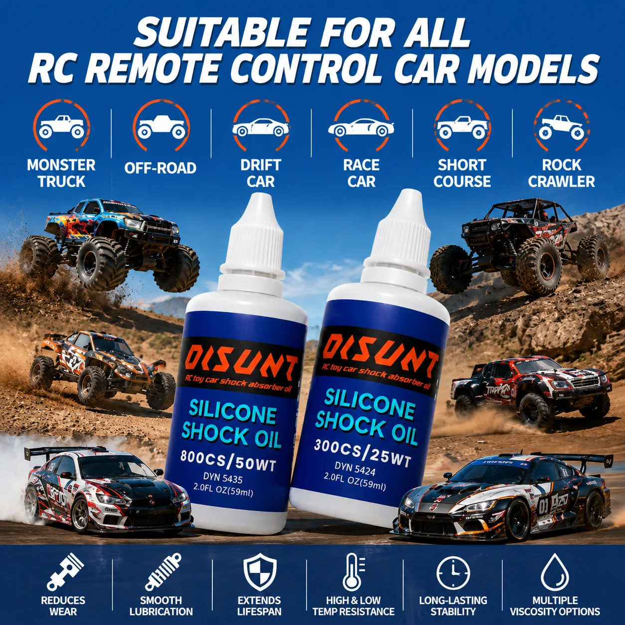 RC Shock Absorber Oil 59ml 10WT~160WT Silicone Differential Oil for RC Car Crawler Buggy Truck Damper Tuning